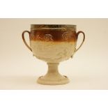 Early Victorian salt glazed stoneware hunting loving cup,