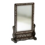 Eastern hardwood and mother of pearl inlaid dressing mirror,