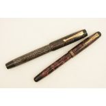 Parker 'Televisor' fountain pen, lilac marbled case, 14k nib; also a Parker 'Victory' fountain pen,