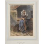 After Millet, Breton girl, watercolour,