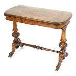 Victorian burr walnut folding card table, circa 1870,