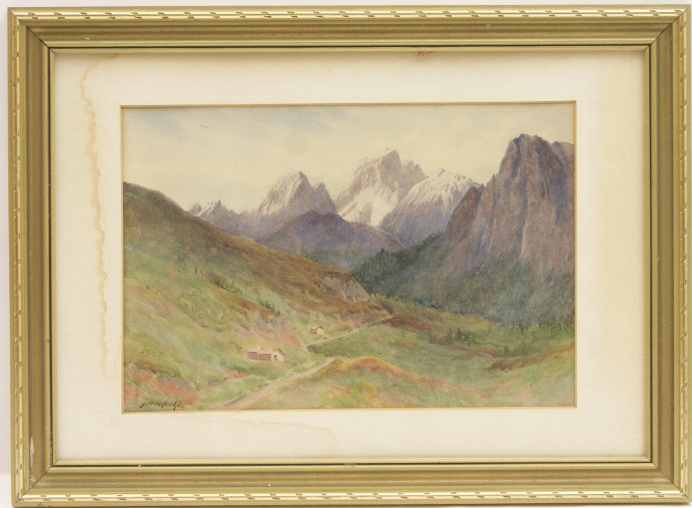 Isaac Cooke (1846-1922), The Marmalade Mountain in the Austrian Tyrol, signed watercolour, 23.