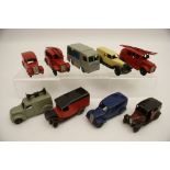 Dinky commercial vehicles, circa 1948 and later including ambulance type 3, Royal Mail delivery van,