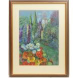 Lavinia Range (Contemporary), Country house garden, signed pastel and coloured chalks,