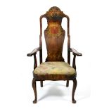 Cheshire Interest: An interesting George II painted walnut armchair,