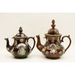 Two Victorian Measham teapots,