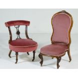 Victorian walnut and upholstered lady's nursing chair, circa 1870,