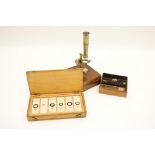 Cary type mahogany cased brass field microscope, early 19th Century,