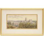 English School (early 20th Century), Durham Cathedral and Castle, watercolour, indistinctly signed,