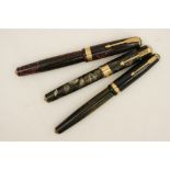 Three Parker 'Vacuumatic' fountain pens, each with 14k nib, comprising No.