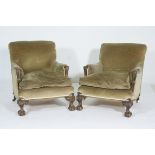 Pair of late Victorian mahogany tub chairs,