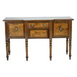 Late Regency mahogany breakfront sideboard of small proportions,