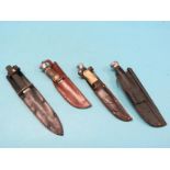 A Rover dagger, and three other daggers, each within leather sheath  Shipping arrangements limited.