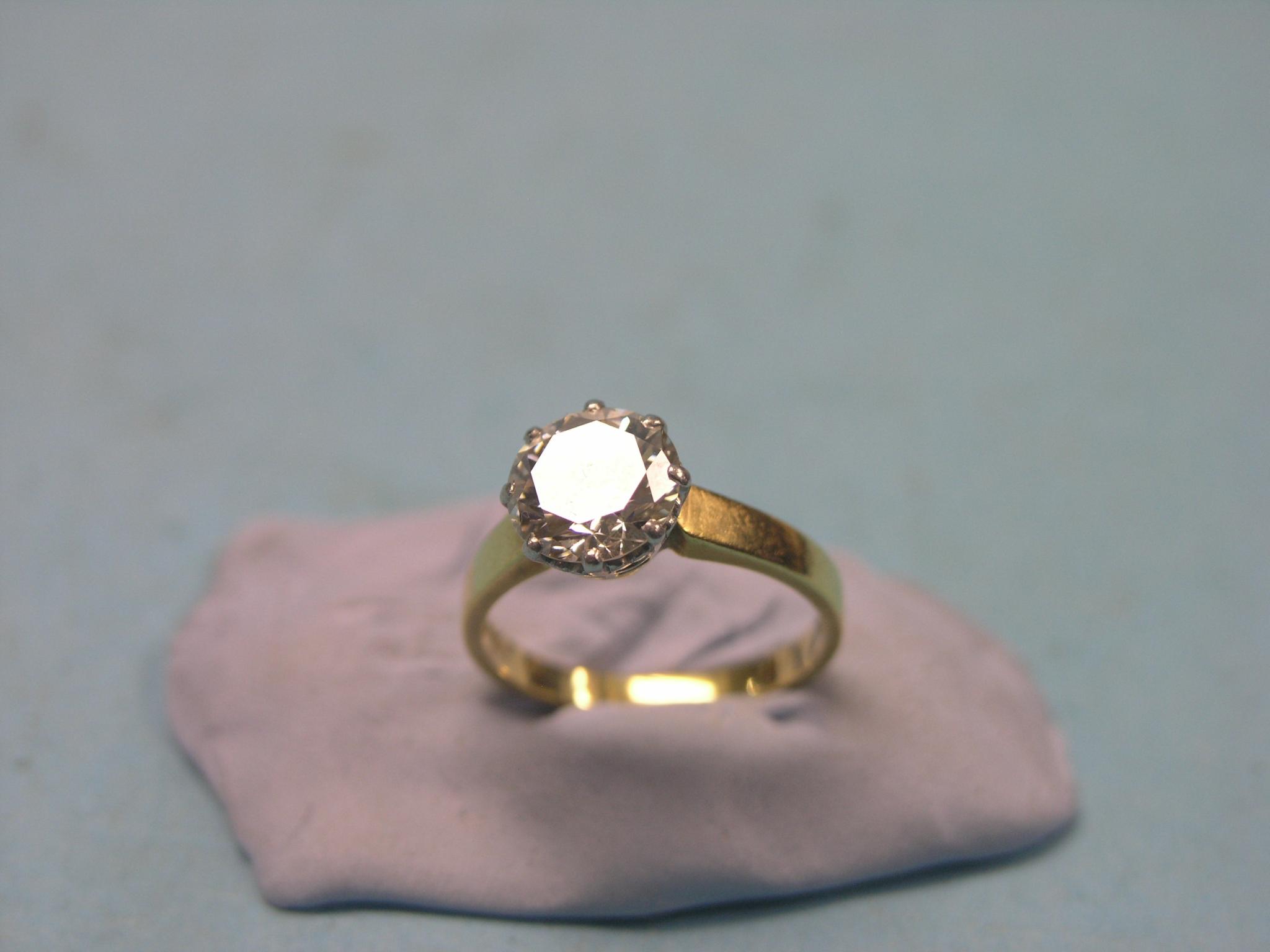 An 18ct. gold and diamond solitaire ring, brilliant-cut diamond, approx. 2.13ct., claw setting, size - Image 2 of 2