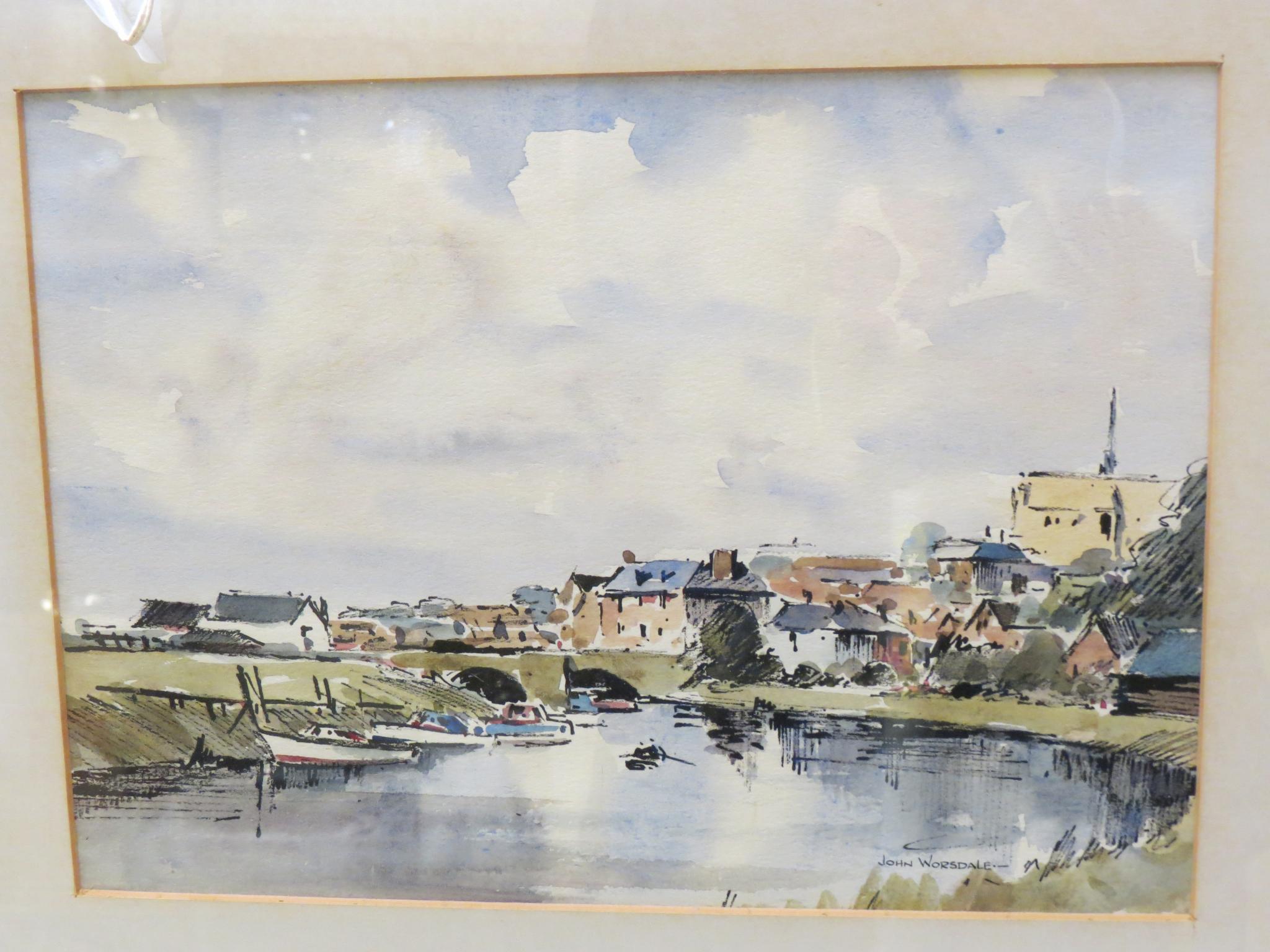 Roy Wilson - watercolour, view of Arundel, another by J. Worsdal, three other watercolours, two