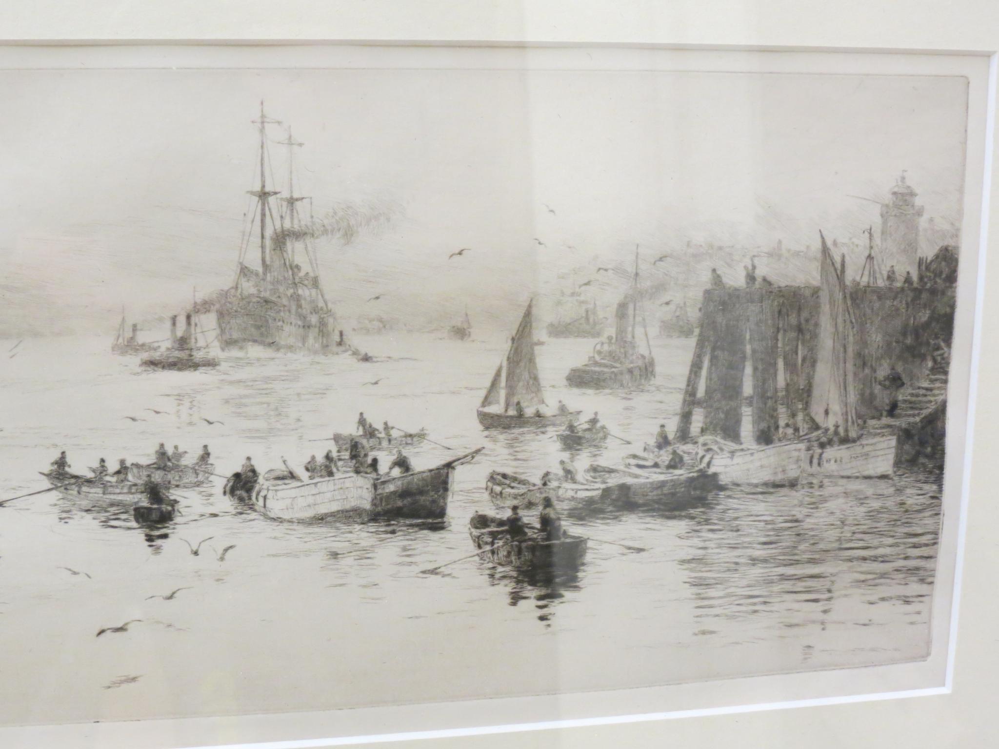 William Lionel Wyllie - marine etching, entitled North Shields, High and Low Lights, signed in - Image 5 of 5