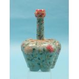 A 19th century Chinese tulip vase, quintal body with cylindrical neck, painted with bright