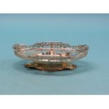 An oval silver basket, pedestal form with pierced detail, London 1931, approx. 14oz.