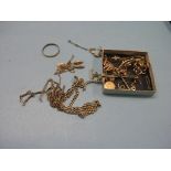 9ct. gold and yellow metal components, 128.5 grams total