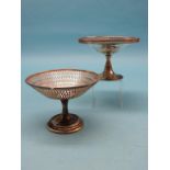 A silver dessert basket, with broad, pierced border, Birmingham 1911, and another, Adie Bros.,