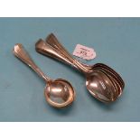 A set of six Edward VII silver tablespoons, London 1902, and a matched set of six silver rat-tail