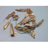 9ct. gold jewellery, including bracelet and engine-turned lancet, 72.6 grams gross total