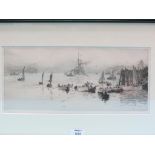William Lionel Wyllie - marine etching, entitled North Shields, High and Low Lights, signed in