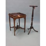 A Victorian-style mahogany occasional table, serpentine-shaped top with pierced gallery, 1ft. 7in.