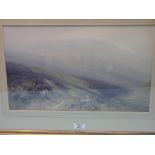 F. J. Widgery - pair of gouache drawings, panoramic landscape and hillside coastline, signed, 11 x