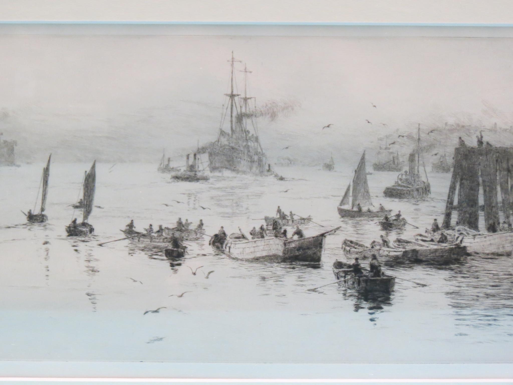 William Lionel Wyllie - marine etching, entitled North Shields, High and Low Lights, signed in - Image 2 of 5