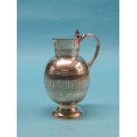 A Victorian silver wine ewer, bulbous-shape with hinged cover and shell thumbpiece,Frederick