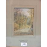Axel Herman Haig - watercolour, country pathway, unsigned, 7 x 5in.