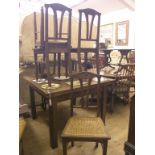 A walnut draw-leaf dining table, square legs with bead mouldings, 3ft. 6in. opening to 6ft.,
