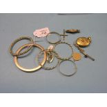 9ct. gold jewellery, including two bangles, 71.6 grams gross total