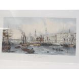 Two Victorian hand-coloured engravings, Portsmouth Harbour, 1853 and Port of London, 1839, 9 x 18in.