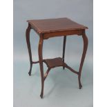 An Edwardian mahogany side table, square top with satinwood cross-banding, on cabriole legs with