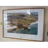 Battle of Britain Memorial photographic print, autographed by numerous pilots, image 18 x 27in.