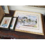 Denis Pannett - watercolour, canal with barge, entitled verso River Lea, Ware, signed, 9 x 13in.,