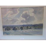 Edwin Harris - watercolour, panoramic view overlooking Arundel, signed