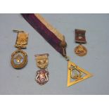 Masonic regalia presented to John Tolley, Windsor Castle Lodge-Chapter, 9ct. gold medal, awarded