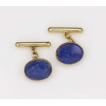 A pair of lapis lazuli and gold cufflinks montatura in oro giallo 750/1000 Starting Price: €150