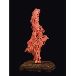 A carved coral three Guanyin group, China, early 20th century gr 1235 con base, h cm 32 Starting