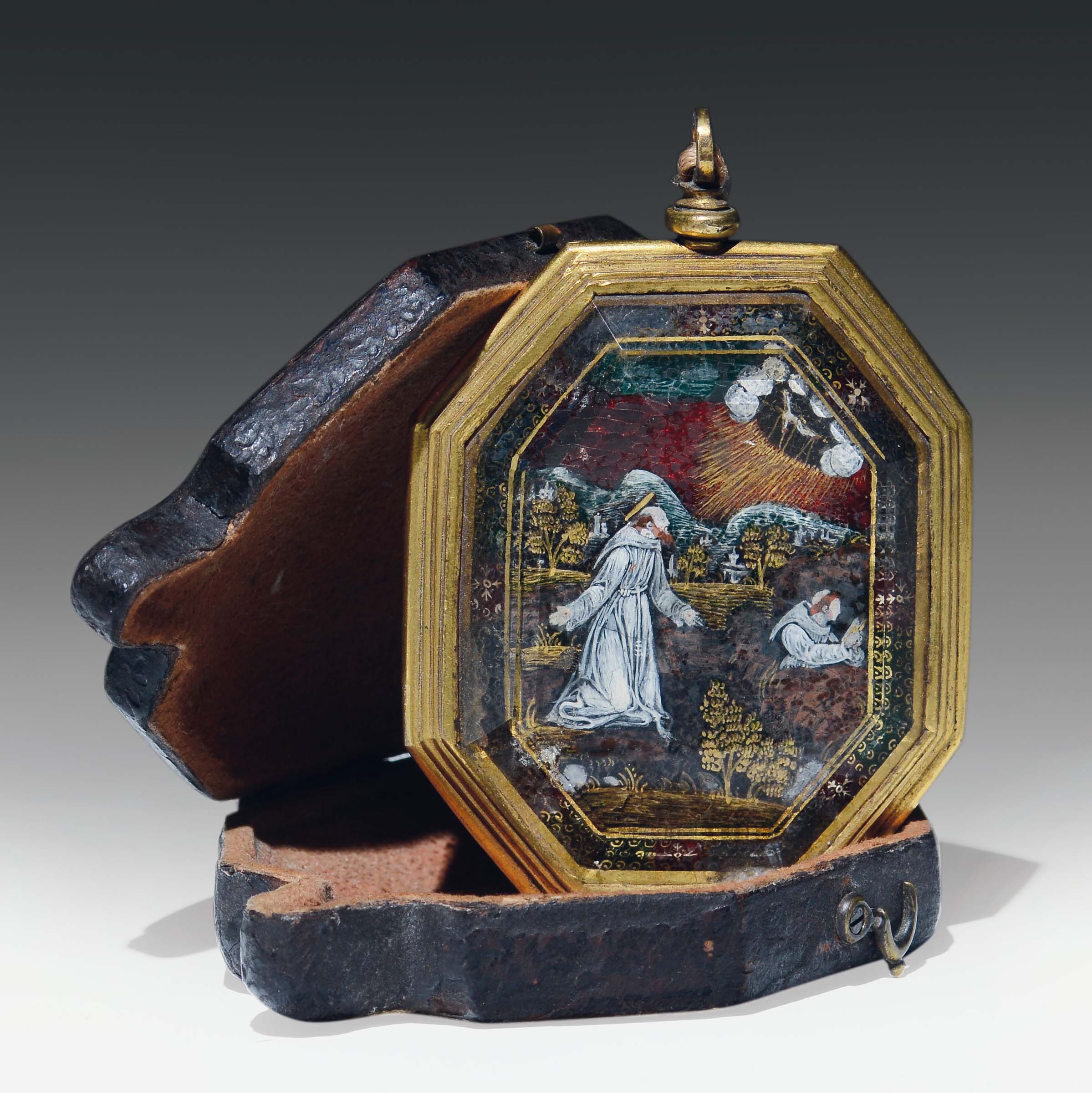 Medaglietta Di Lourdes In Argento 925 Smaltato - Forma Ottagonale 2T - Prodotta In Francia Dalla Fabrique De Lourdes