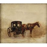 Alberto Pasini (Busseto 1826 - Cavoretto 1899), Carrozza con cavallo olio su tela, cm 34x40, in