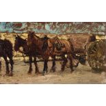 Ruggero Panerai (Firenze 1862 - Parigi 1923), Cavalli olio su tavola, cm 11x18