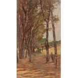 Luigi Gioli (San Frediano a Settimo 1854 - Firenze 1947), Contadina tra gli alberi olio su tavola,