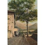 Pasquale Domenico Cambiaso (Genova 1811-1894), Valle del Bisagno, 1861 olio su tavola, cm 25x36,