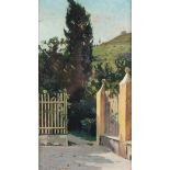 Benedetto Musso (Laigueglia 1835-1883), L'ingresso della villa, 1876 olio su carta, cm 24x14,