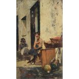 Benedetto Musso (Laigueglia 1835-1883), Venditore di frutta, 882 olio su tavola, cm 23x14, firmato e