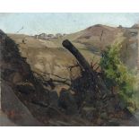 Stefano Bruzzi (Piacenza 1835-1911), Scorcio di montagna olio su cartone, cm 17x20, firmato in basso